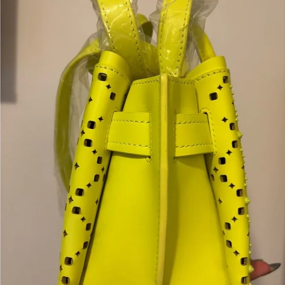 MCM Yellow Mini Bag with Geometric Perforations - Picture 8 of 10